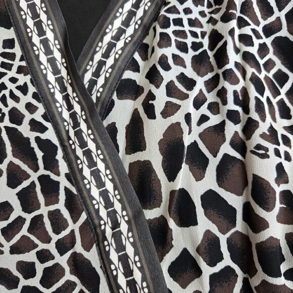 Hale Bob Wrap Dress Small Mob Wife Flowy Animal Print Dark Romantic Grunge - Picture 7 of 12